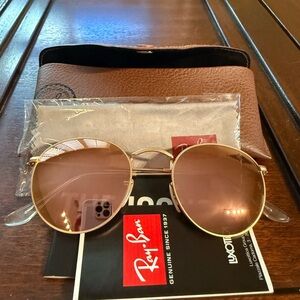 Ray-Ban Gold and Brown Sunglasses